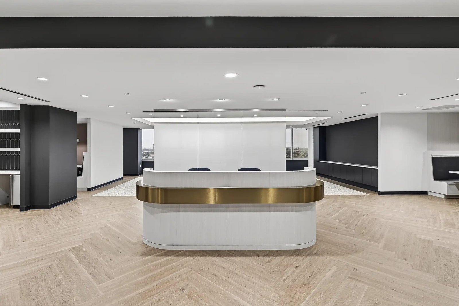 Modern office reception desk build-out