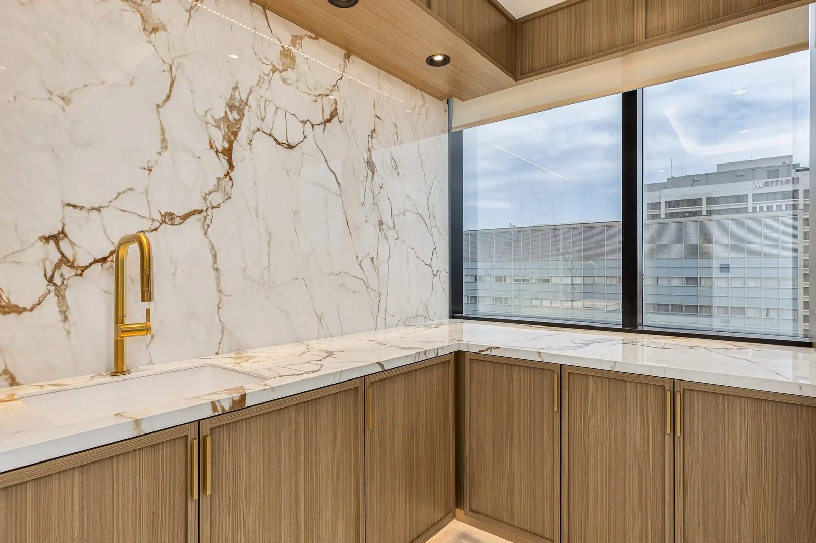 Marble countertop detail from the plastic surgery suite build-out
